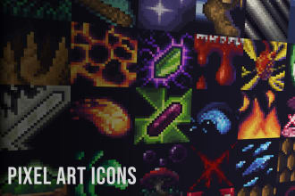 draw pixel art icons for abilities or items