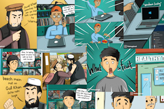 draw comic 2d illustration comics for you