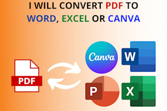 convert PDF to word, excel or canva