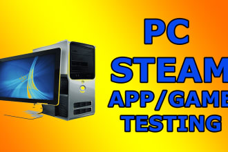 test and review your pc steam game app on PC or mac