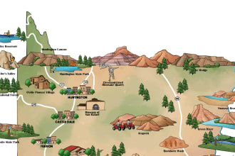 create a detailed digital map illustration of your property or venue