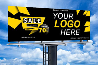 add your design or logo or text to billboards, 3d mockups