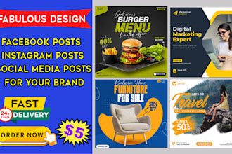 design  facebook posts, instagram posts, and social media posts