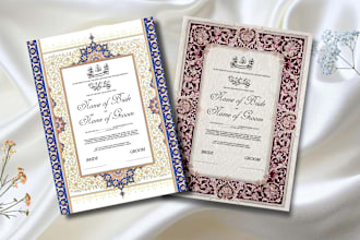design customized nikkah certificates, nikkah nama