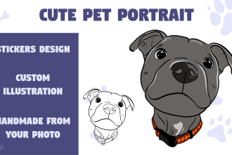 draw your pet dog cat cute cartoon illustration