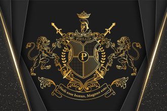 design luxury custom family crest coat of arms and heraldic logo