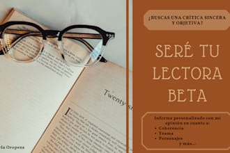 seré el lector beta de tu libro, novela o manuscrito