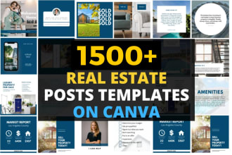 provide 1500 realtor social media posts templates on canva