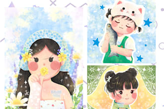 draw you into cute cartoon portrait