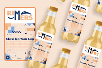 design creative  and premium bottle label with mockup