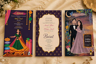 make custom illustrated wedding invitation cards