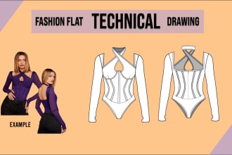 design professional fashion flat sketches for tech packs