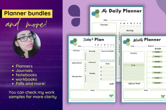 design planners, journals, notebooks and pdfs
