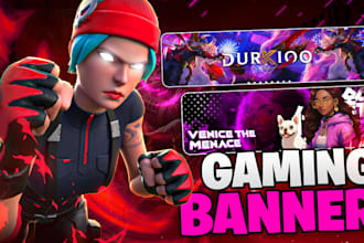design gaming banner channel art for youtube twitch and fb