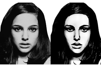 draw black and white retro portrait