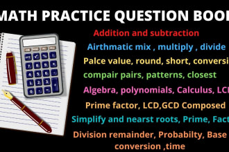 create a math practice question book for KDP,school,exam etc