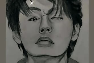 draw pencil sketch and cartoon portrait