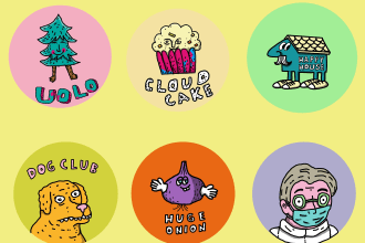 hand drawn colorful logo mascot badge sticker tshirt lowbrow