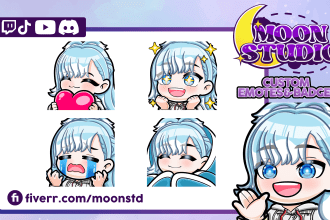 create cute chibi emotes or badges for twitch tiktok vtuber