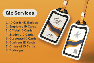 design professional employee, student, or company id cards