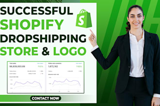 build shopify website design or shopify dropshipping store with logo