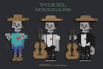 create a detailed voxel character in 3d, low poly