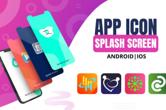 do flat minimalist ios android app icon and splash screen design