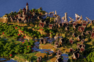 build a medieval or japanese kingdom for you in minecraft