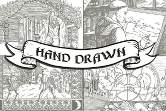 create unique hand drawn vintage illustration