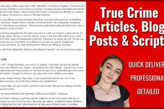 research and write up a true crime case
