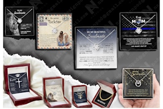 design message card, engraved watch, dog tag, pendant