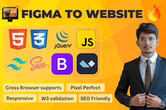 covert figma to html, css, tailwind css, jquery, javascript, alpine