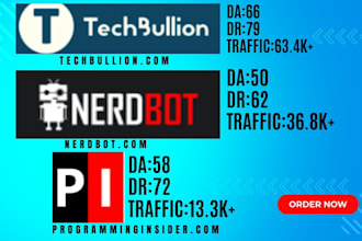 publish article on techbullion , nerdbot, programminginsider with dofollow links