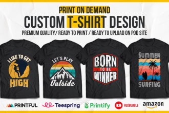 design custom typographic and vintage t shirt design for pod business