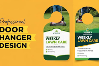 design door hanger, postcard, rack card, dl flyer, business leaflet, yard sign