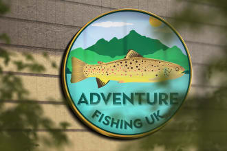 design hunting fishing outdoor themed adventure logo