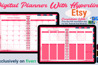 design custom digital planner, with apple and google calendar sync for etsy