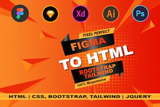 convert psd or figma to html bootstrap responsive website
