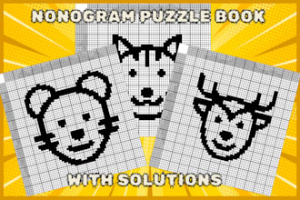 make nonogram puzzles book and book cover design for kdp