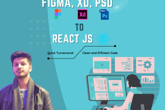 convert figma, adobe xd, psd to react responsive web app