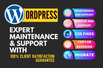 do wordpress maintenance, backup, migrate, support or fix issues for you