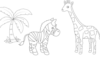 create a coloring book page illustration for children and kids