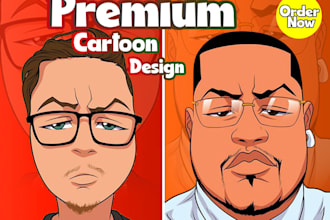 do cartoon portrait, vector portrait and cartoon logo