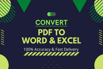 convert PDF to excel, PDF to word, jpg to word or excel and data formatting