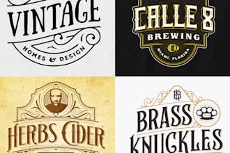 do retro vintage logo design for business, tattoo barbershop