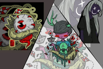 do design style vintage punk, dark cute art, for your brand
