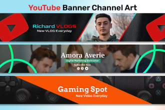 create trendy youtube cover banner channel art
