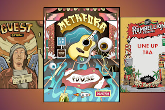 design event poster vintage illustration for music festival