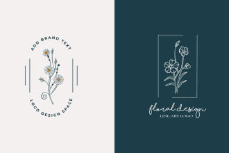 do trendy minimalist hand drawn botanical line art feminine floral boho logo