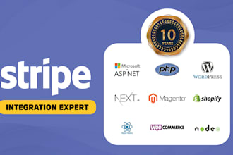 integrate stripe API into your website, app, node, react, php